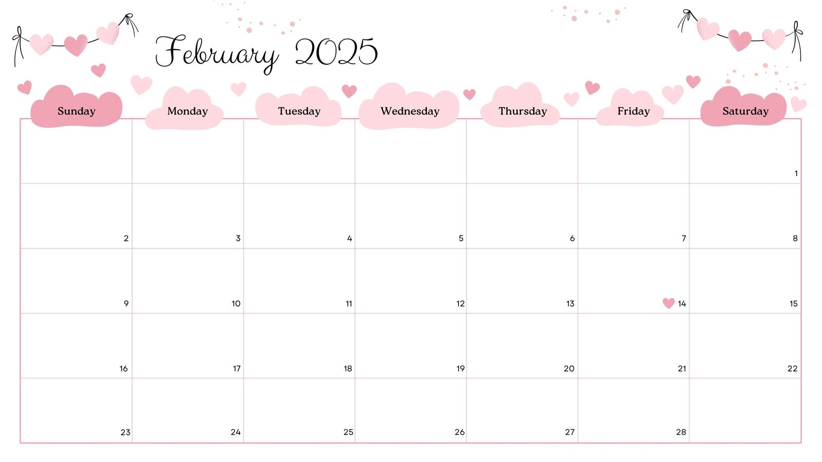 Free Printable Blank February 2025 Calendar