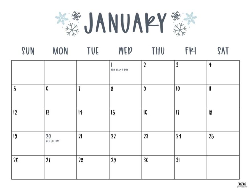 January 2025 Calendars 107 FREE Printables Printabulls