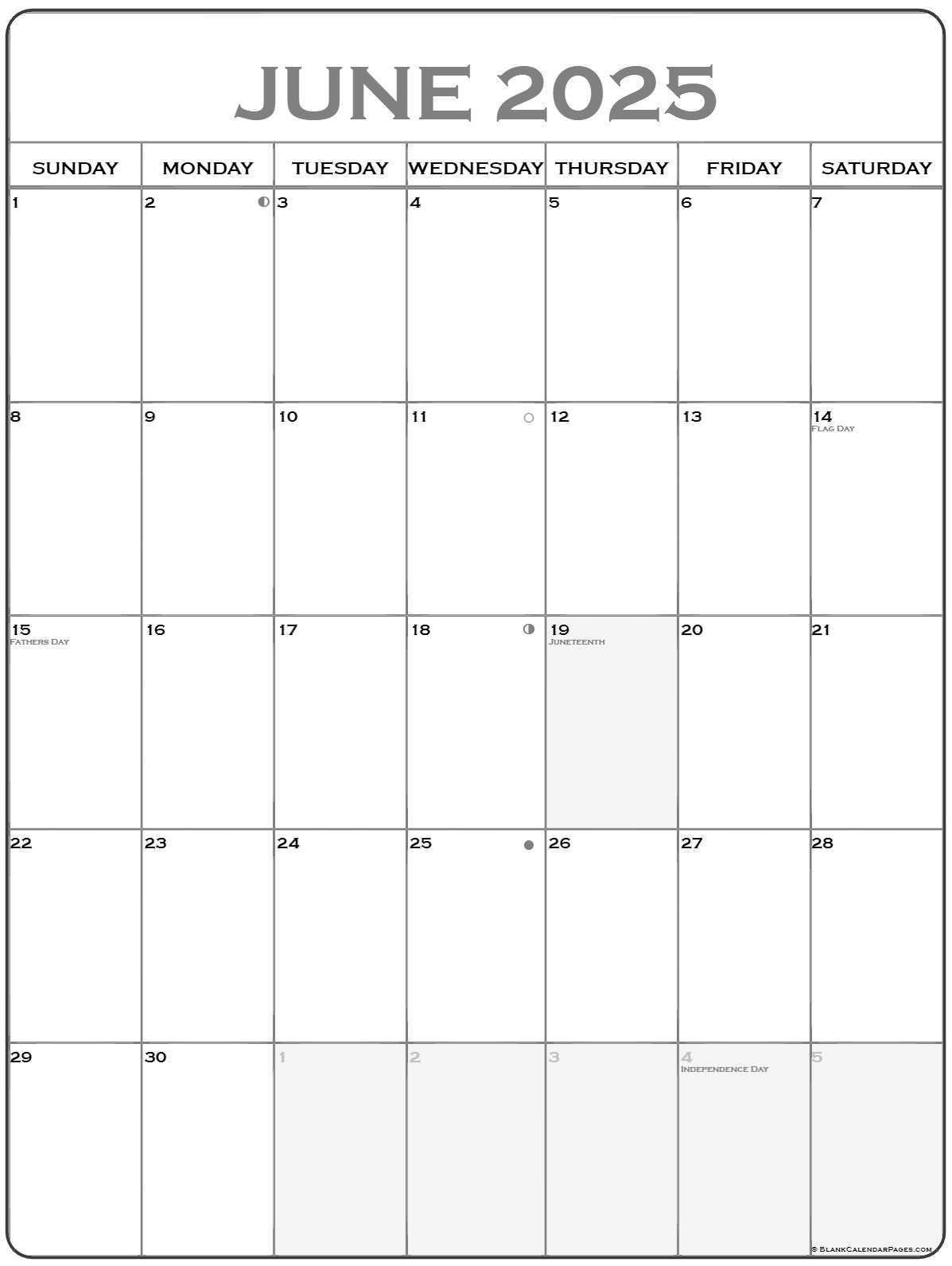 June 2025 Blank Calendar Printable Delaney Ellis