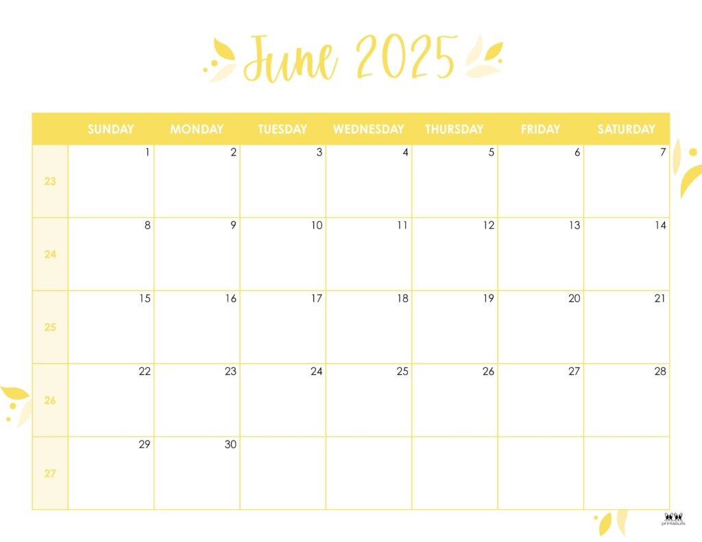 June 2025 Calendars 107 FREE Printables Printabulls