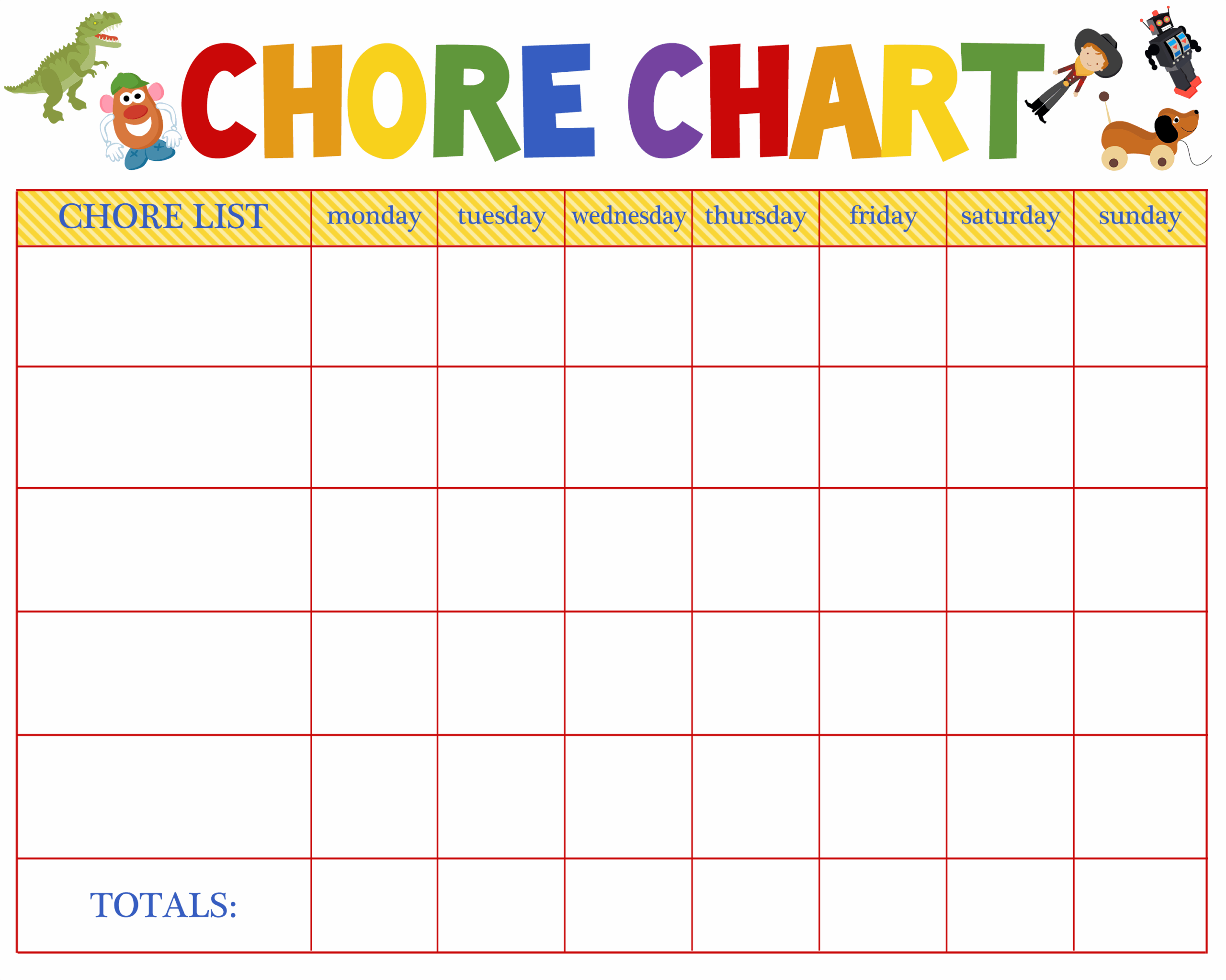 Kids Daily Chore Chart Template