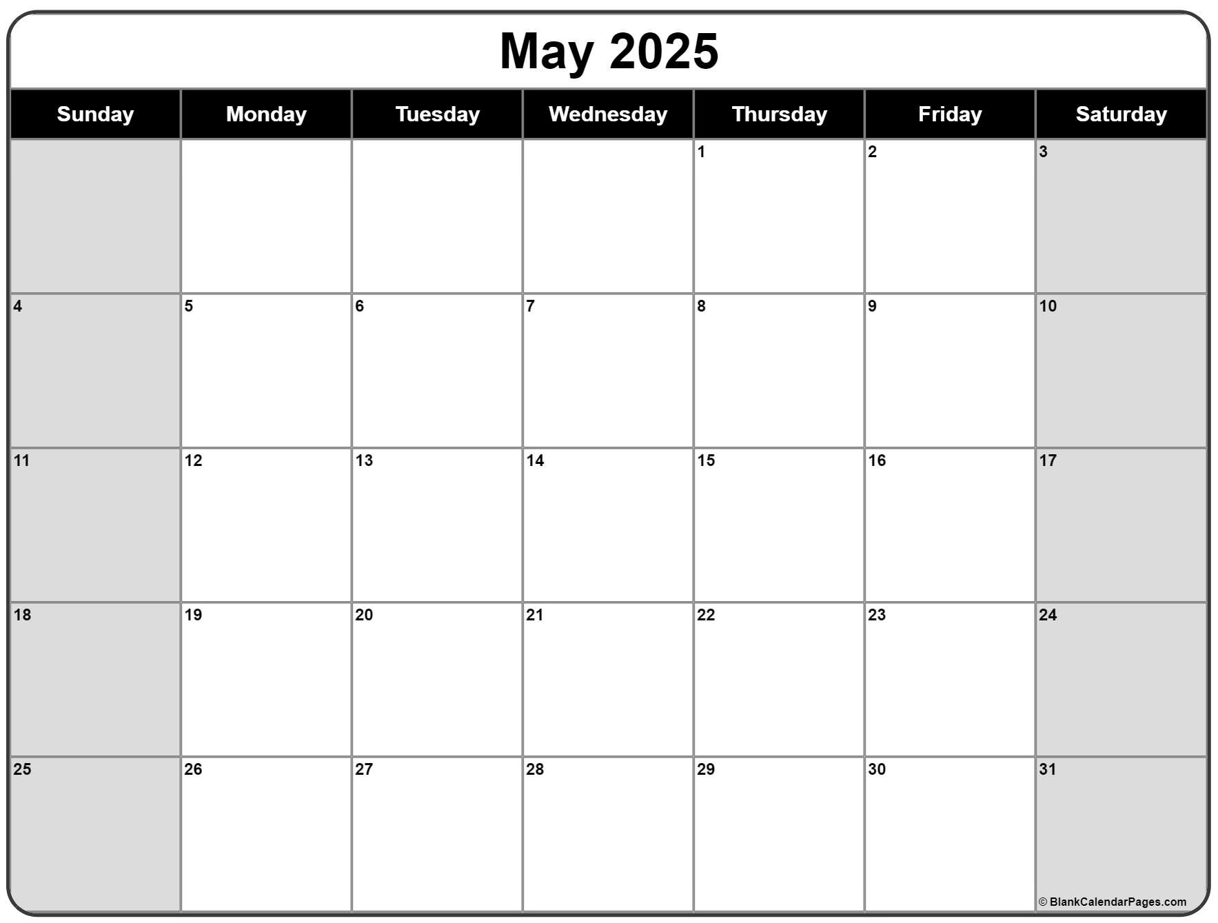 2025 Printable Blank Calendar