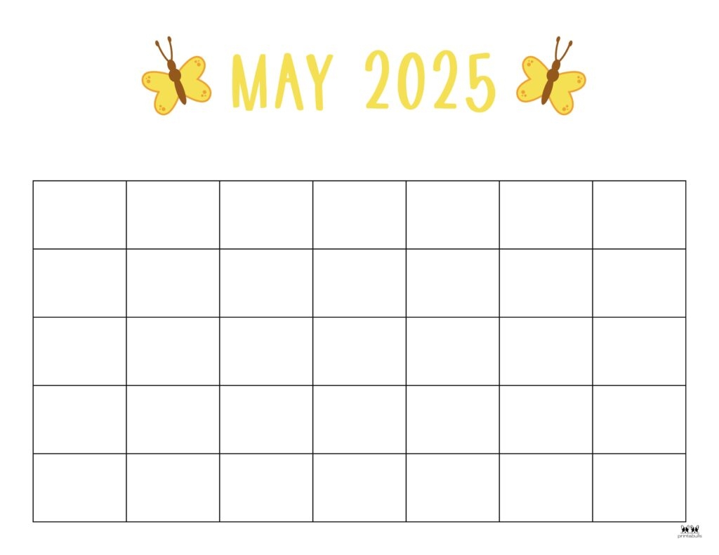 Blank Calendar Template May 2025 Printable