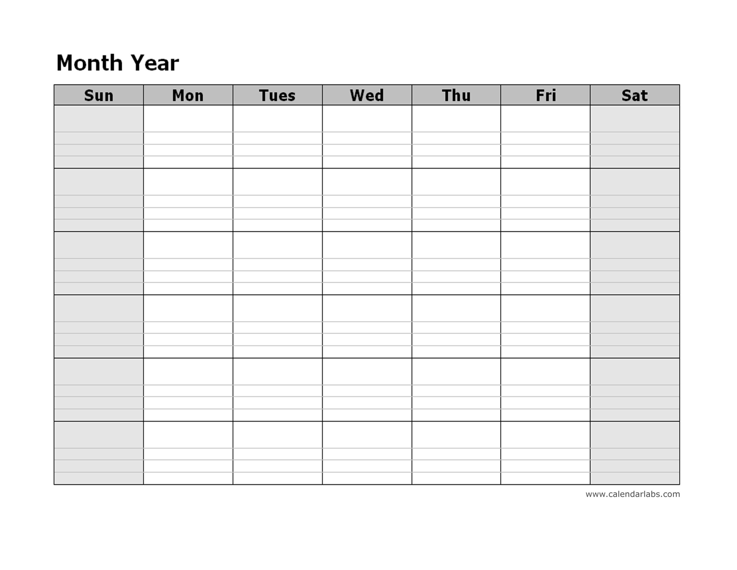 Monthly Calendar Printable Landscape Blank Calendar Printable 2023