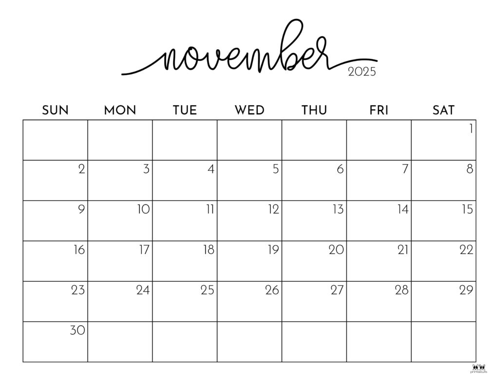 November 2025 Calendars 107 FREE Printables Printabulls
