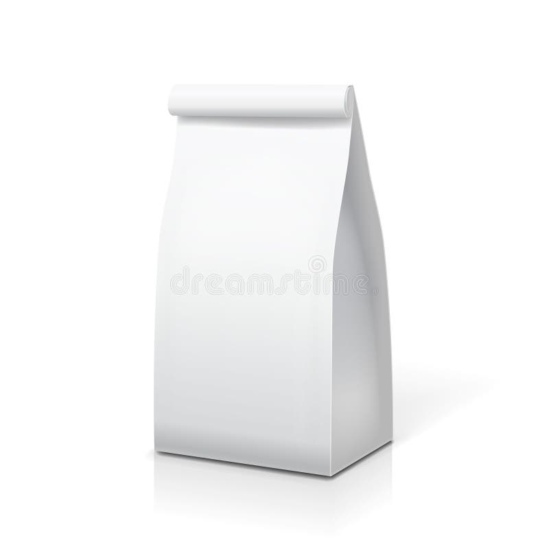 Paper Bag For Food Coffee Tea White Blank Package Template Stock 