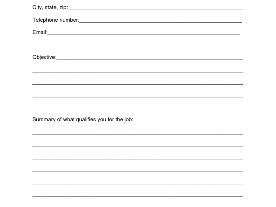 Pdf Printable Downloadable Blank Resume Template Riset