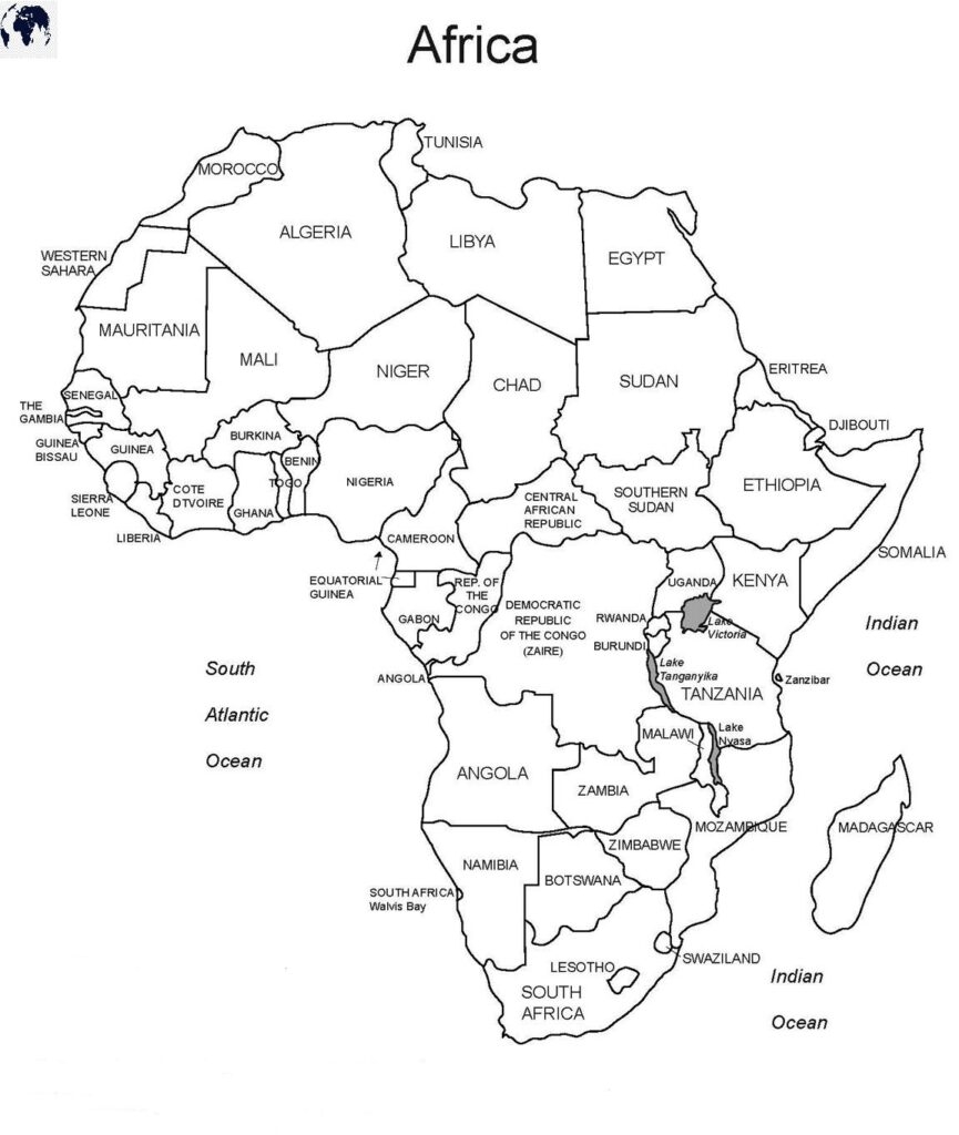 Printable Blank Africa Map With Outline Transparent PNG Map