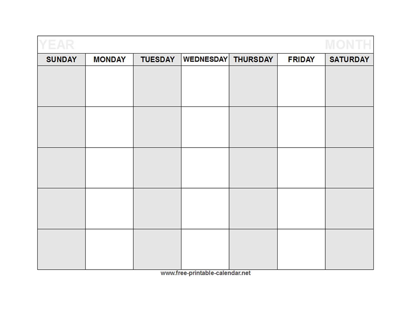 Free Blank Calendar Printable