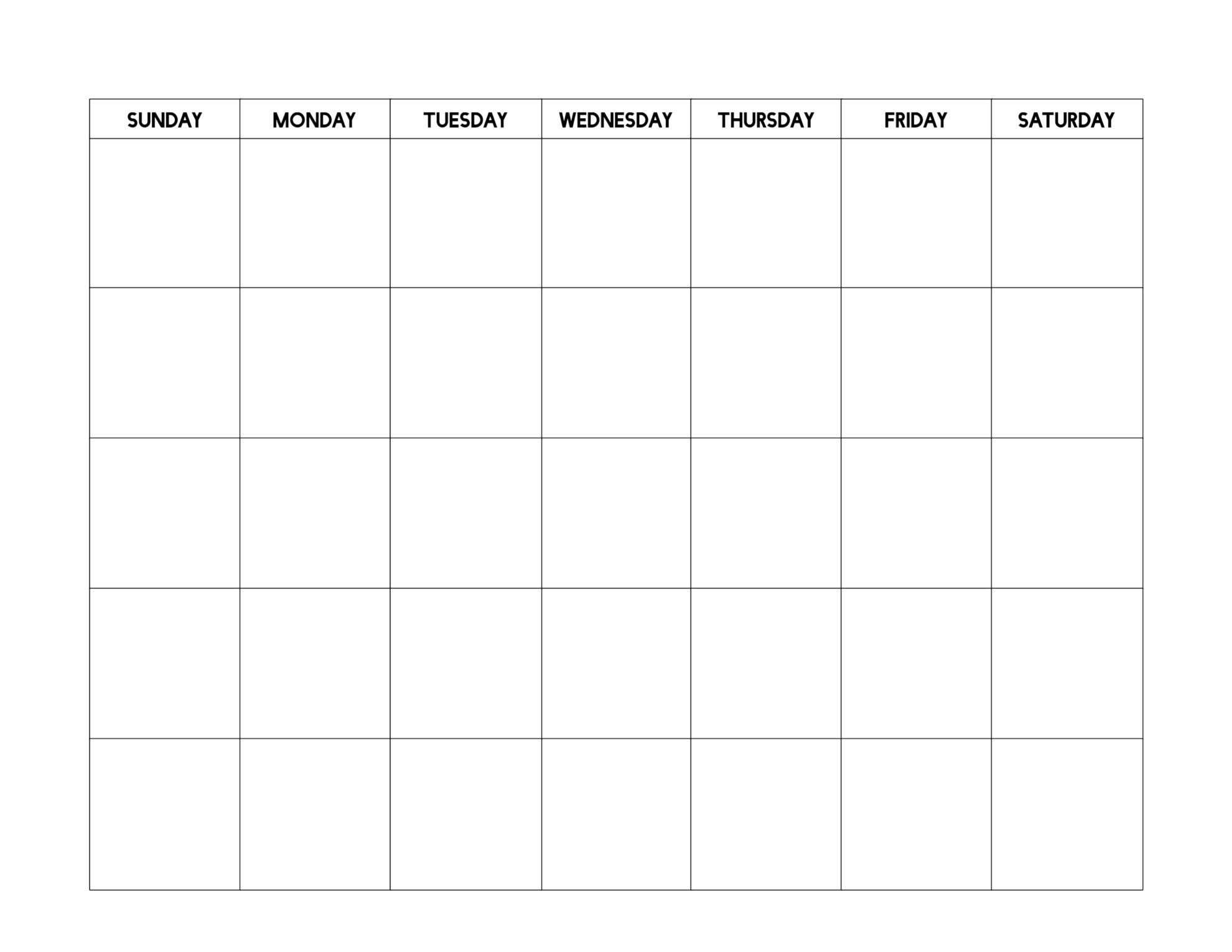 Printable Monthly Blank Calendar