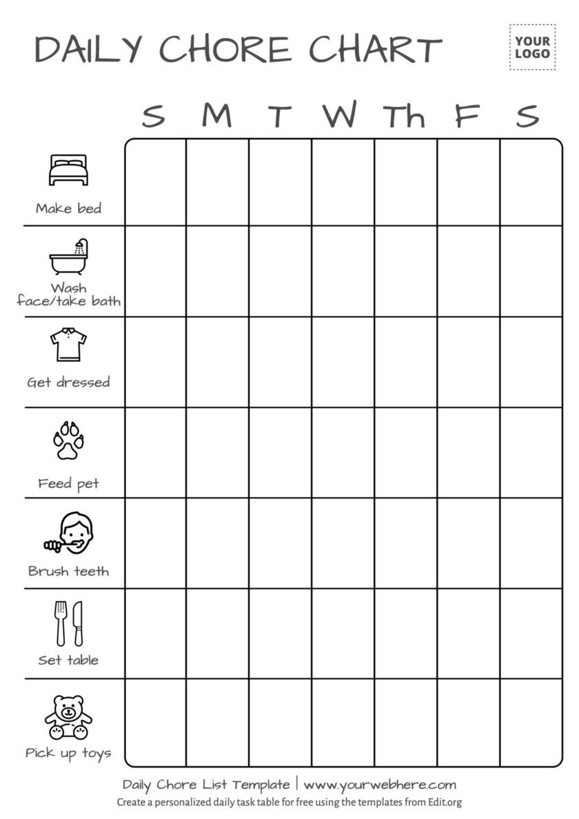Blank Printable Chore Chart