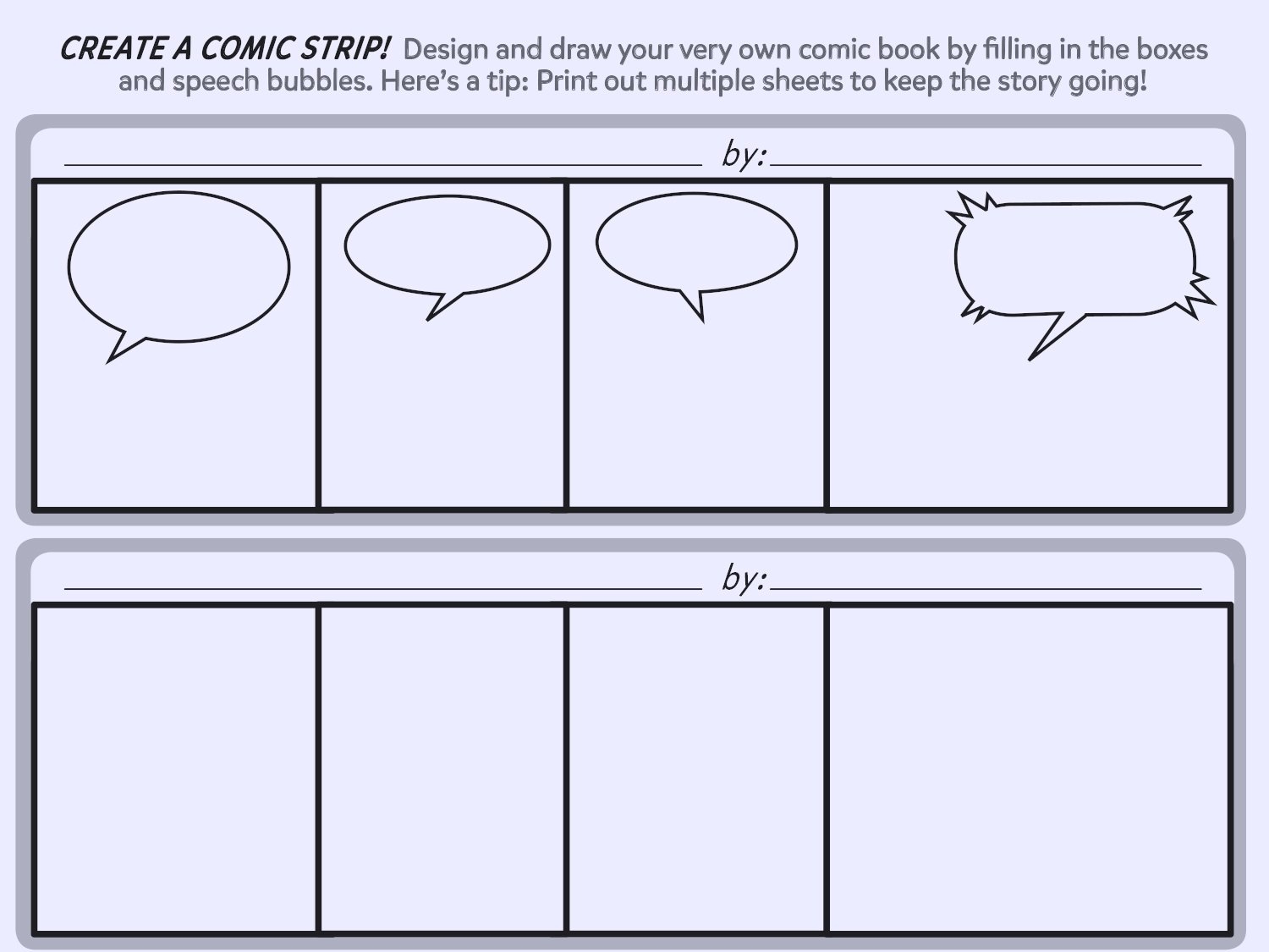 Printable Blank Comic Strips Printable World Holiday