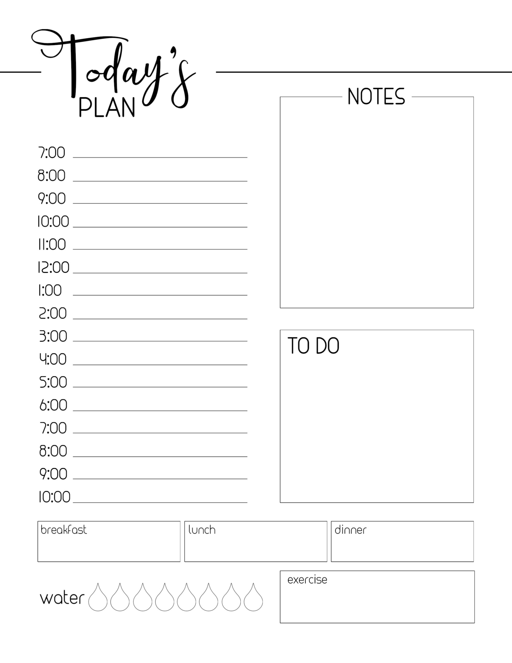 Blank Daily Schedule Printable