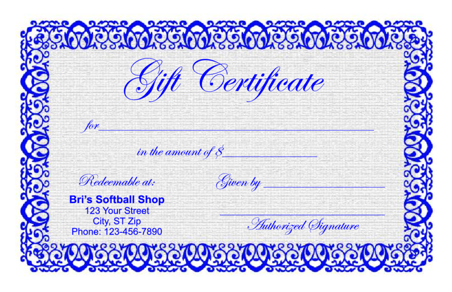 Printable Blank Gift Certificate