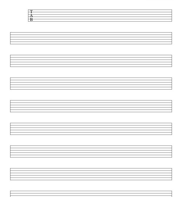 Printable Blank Guitar Tab Sheets Ricehor