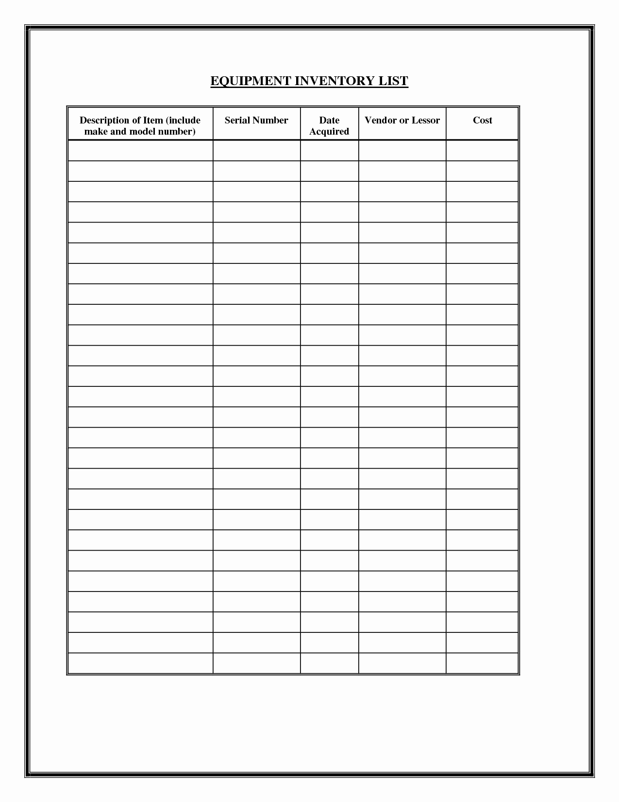 Printable Blank Inventory Spreadsheet Inventory Spreadshee Blank 