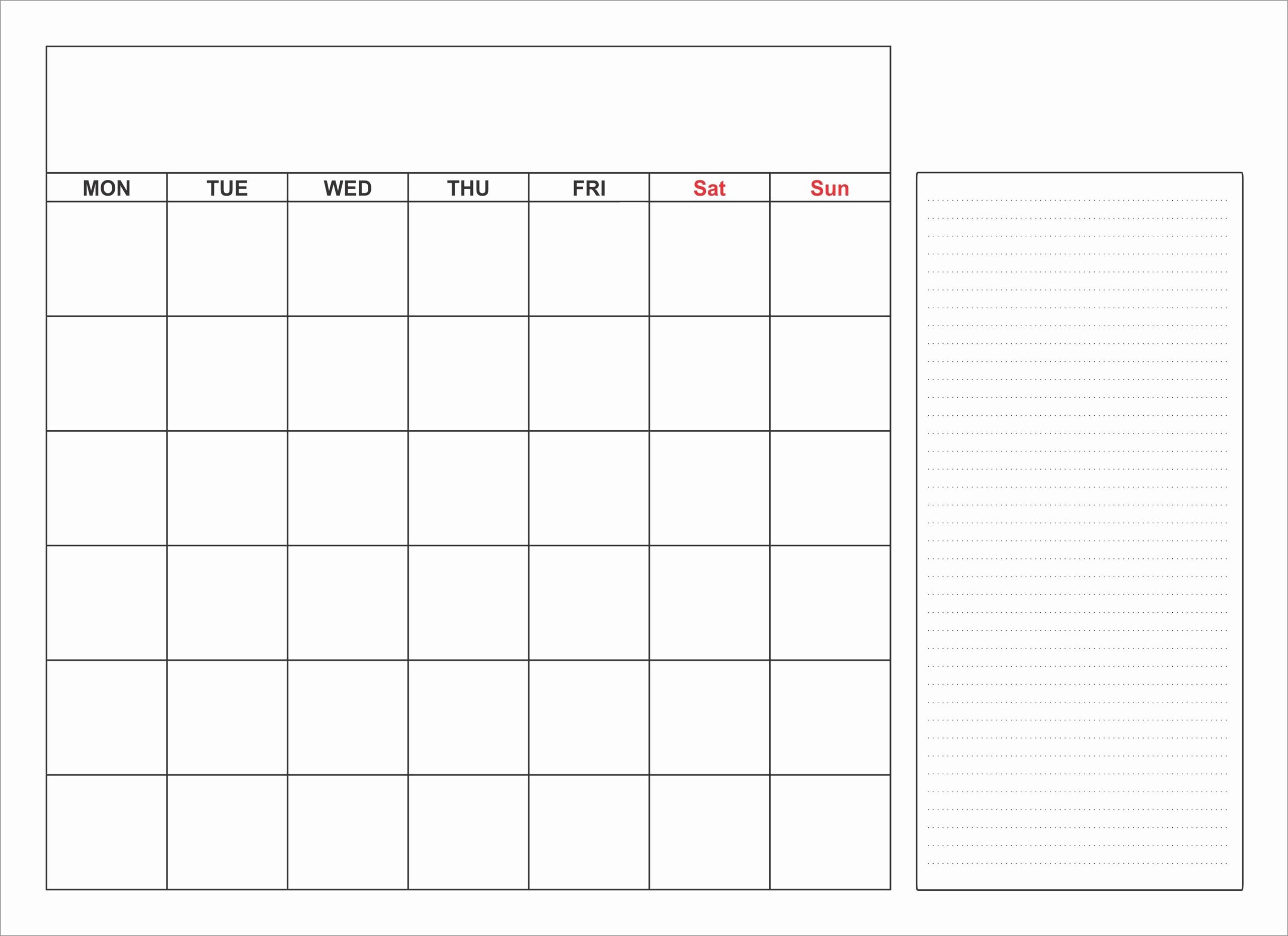 Printable Monthly Calendar Blank