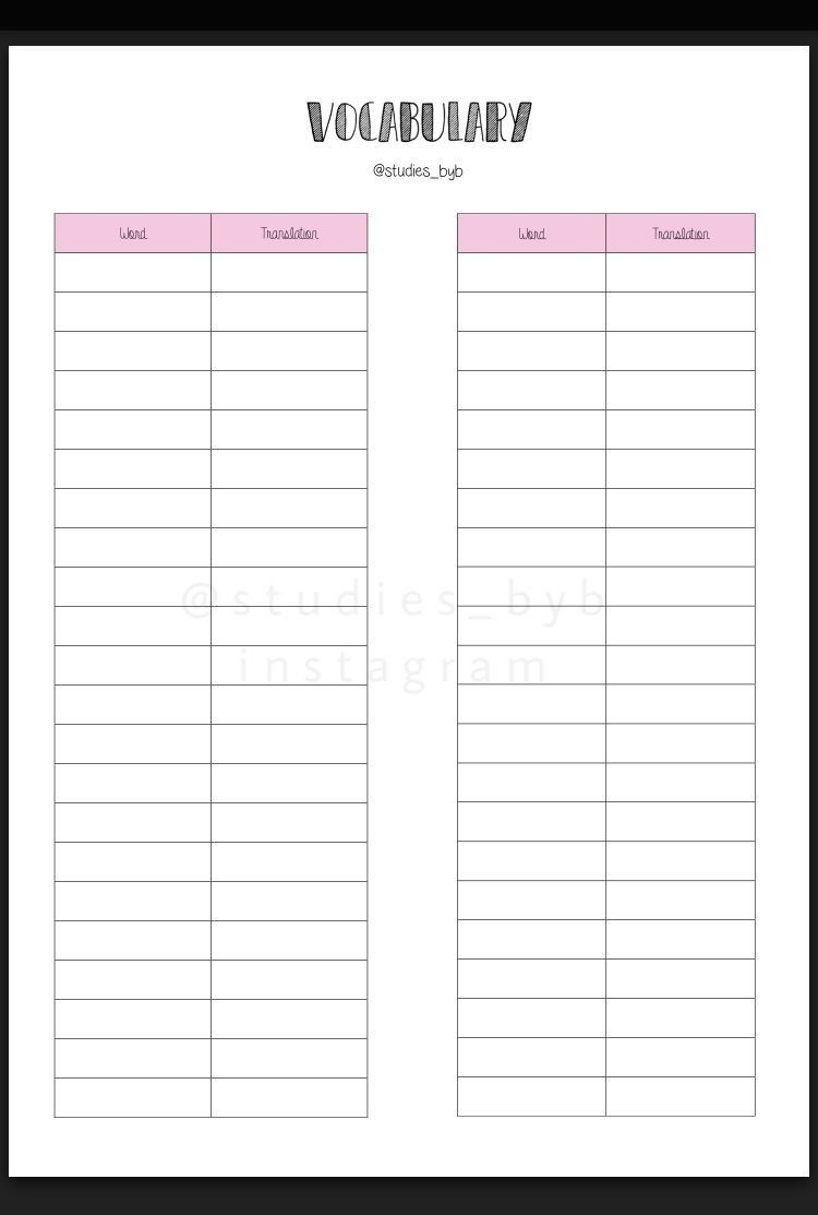Printable Blank Vocabulary Worksheet Template Fillable Form 2024