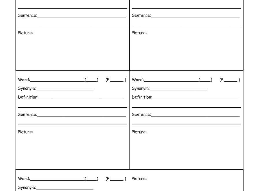 Printable Blank Vocabulary Worksheet Template Printable Templates