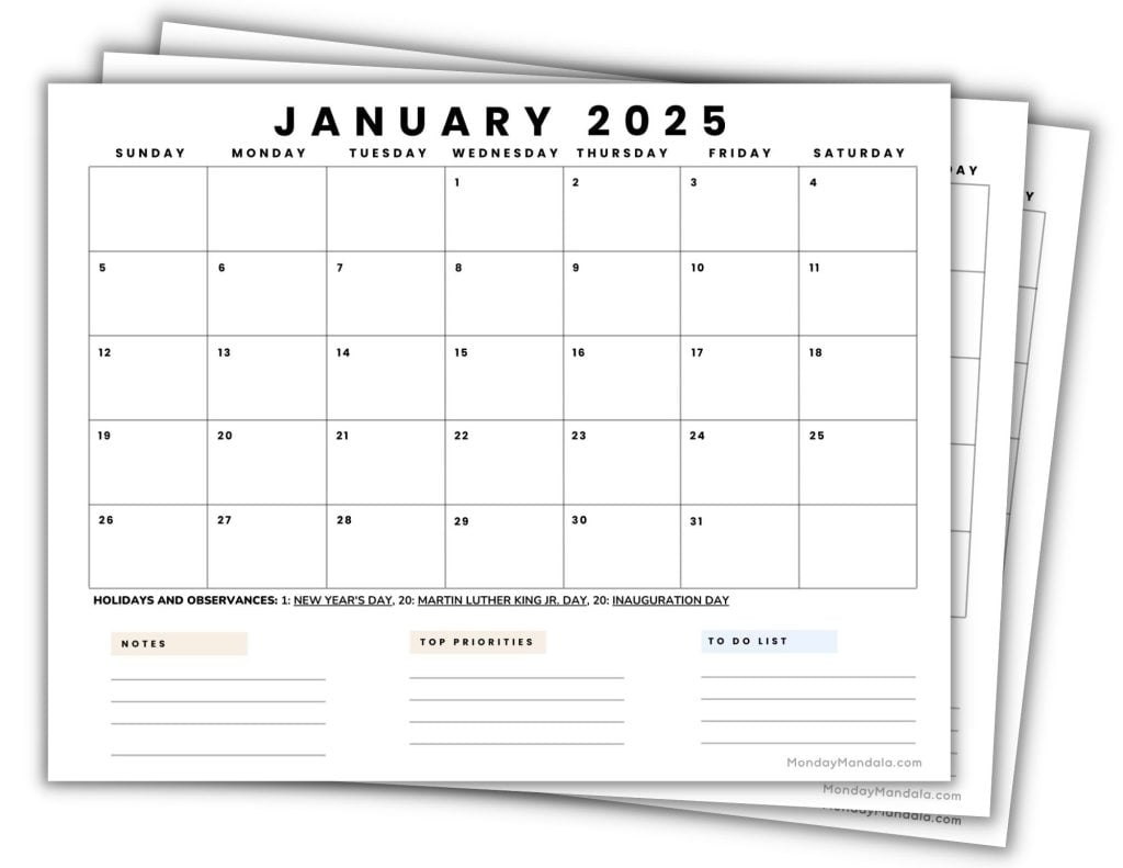 Printable Calendars For 2025 2026 Free PDFs 