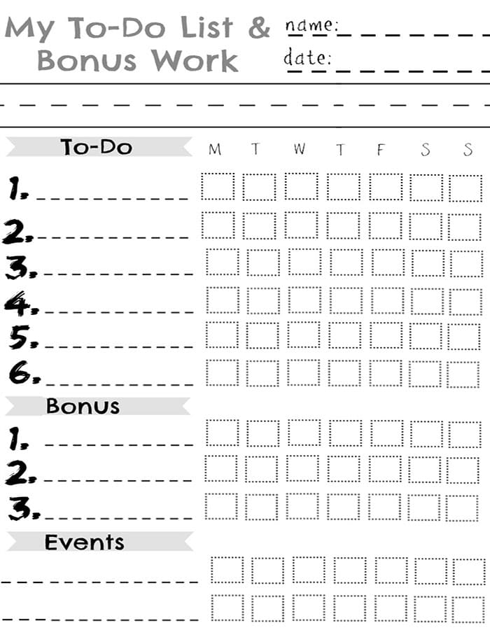 Printable Chore Chart Checklist Free Download And Print For You 