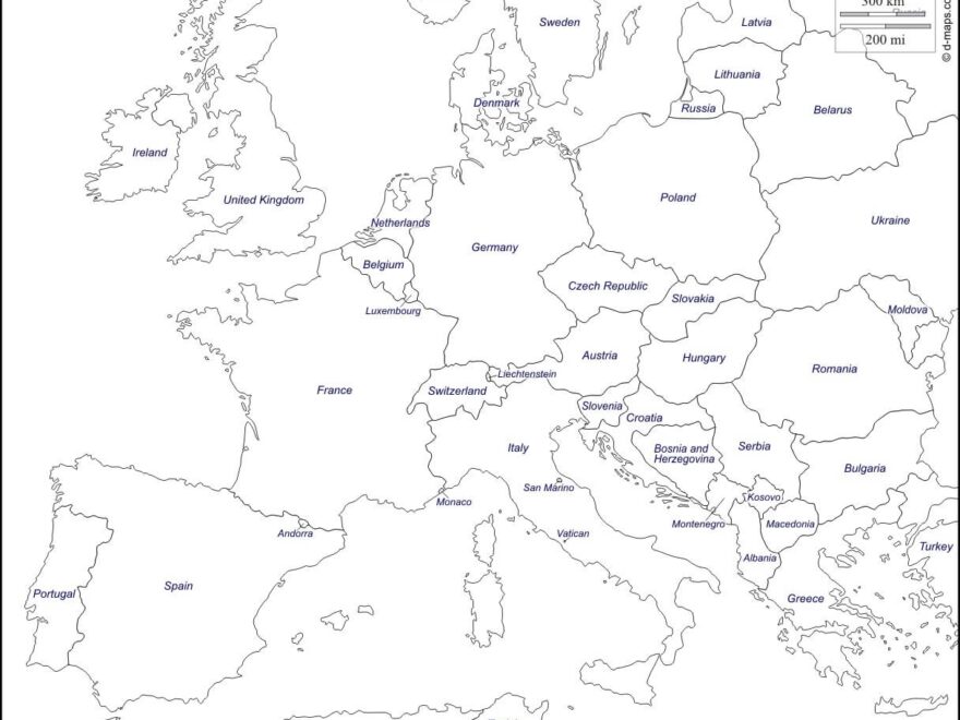 Printable Eroupe Map Blank 1 Free Download And Print For You