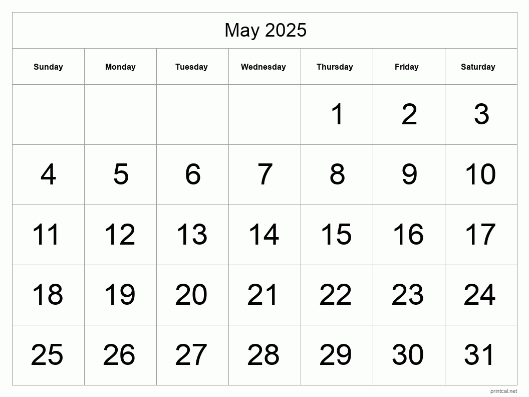 2025 Calendar Printable Template Free