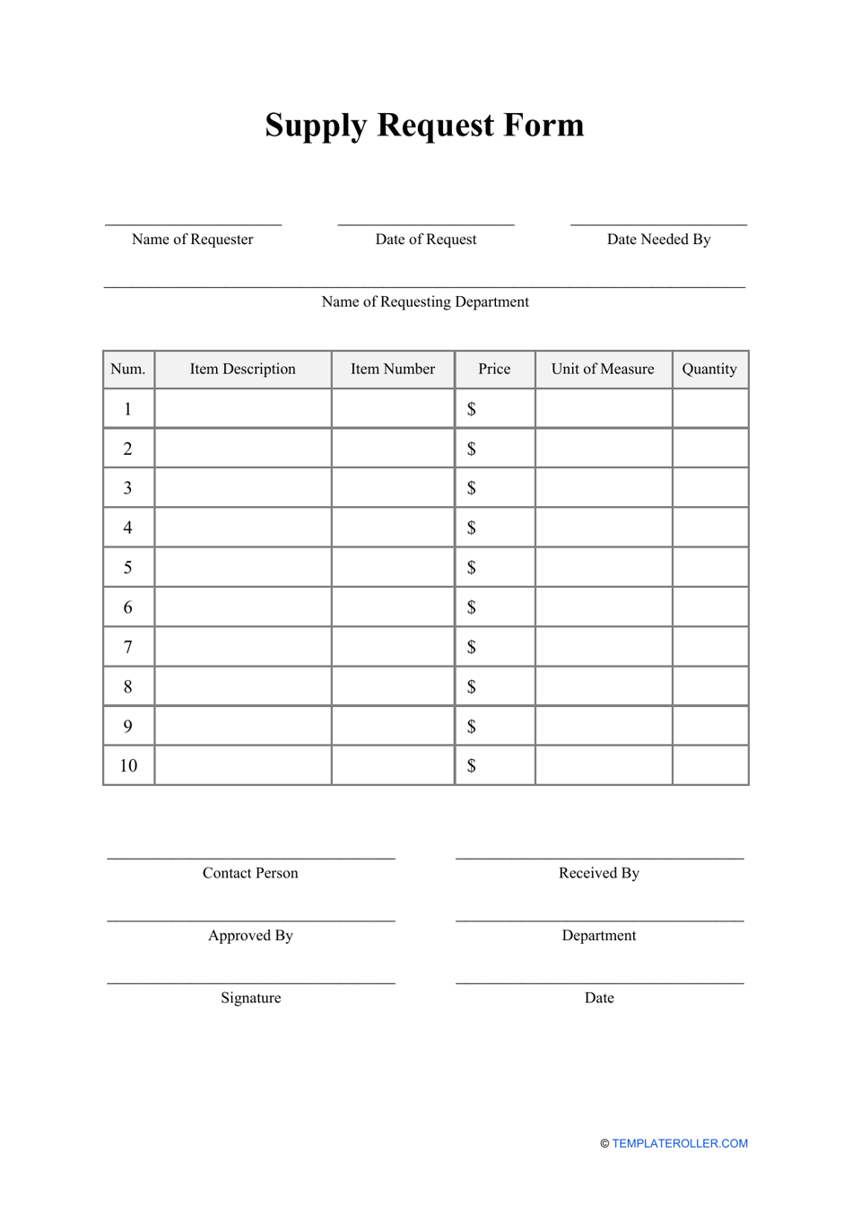 Printable Medical Supply Request Form Printable Forms Free Online