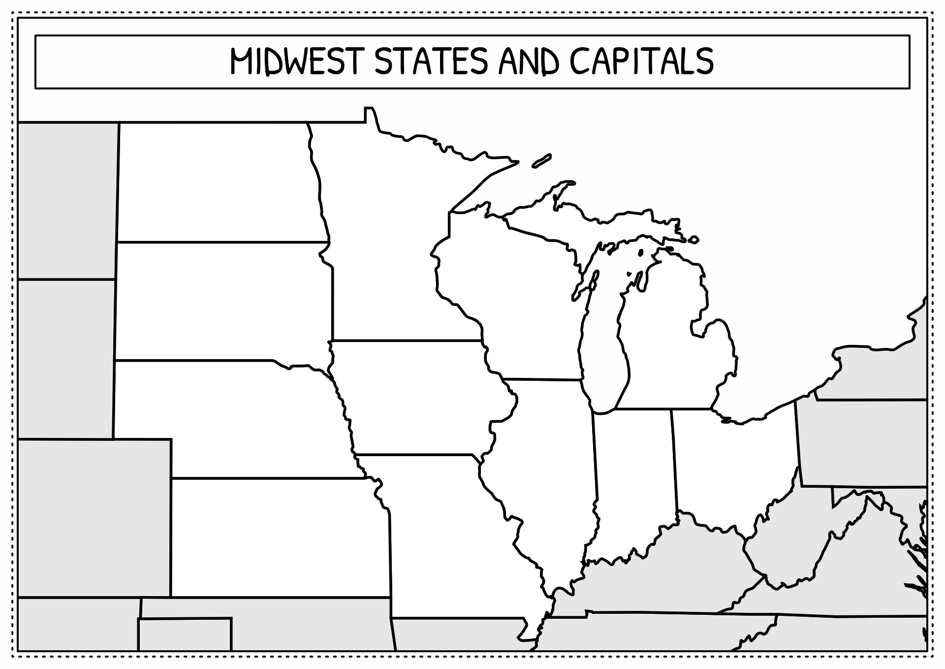 Printable Midwest States And Capitals