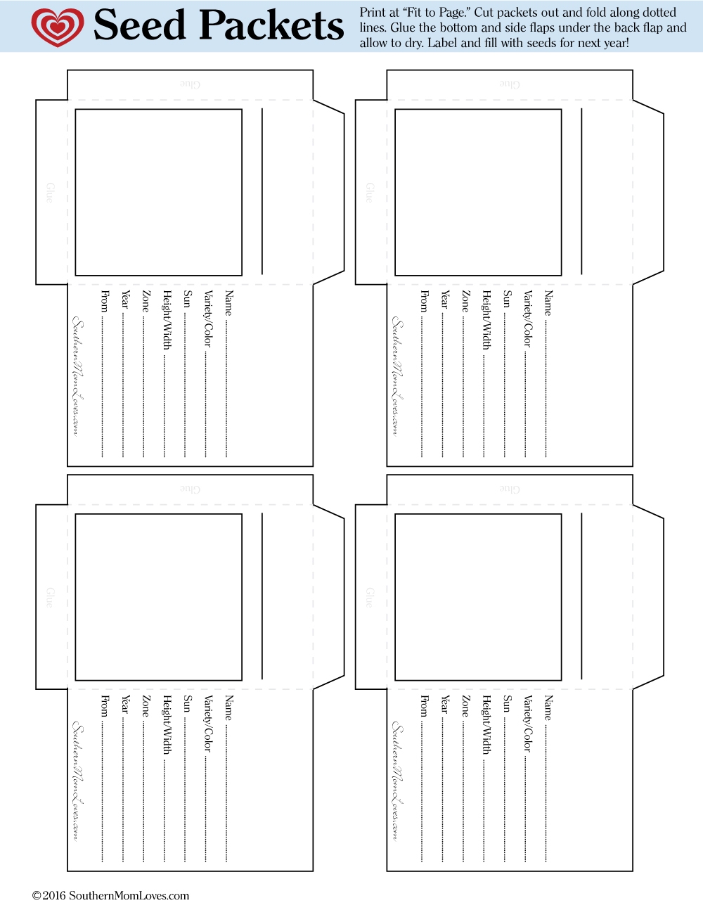 Blank Seed Packets Printable