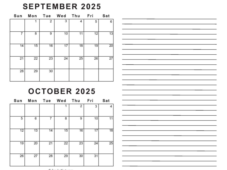Printable September October 2025 Calendar Calendarkart