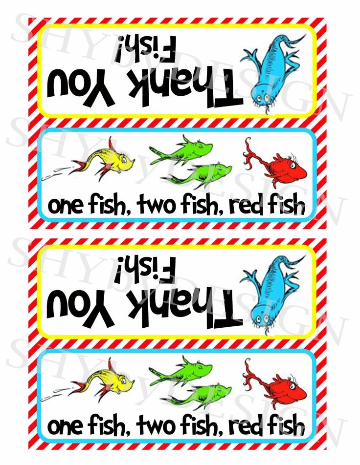 PRINTABLE Thank You Fish Baggie Toppers Seuss Party Seuss Baby 