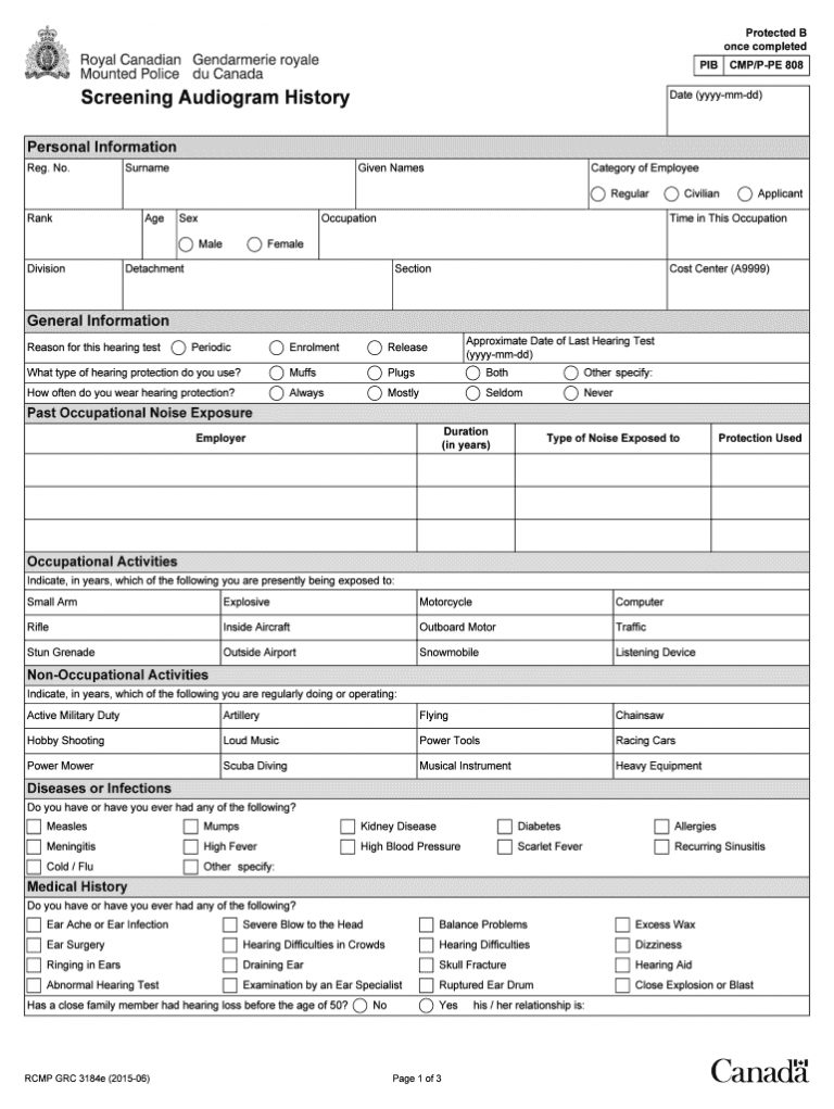Rcmp Hearing Test Form Fill Online Printable Fillable Blank With Blank 