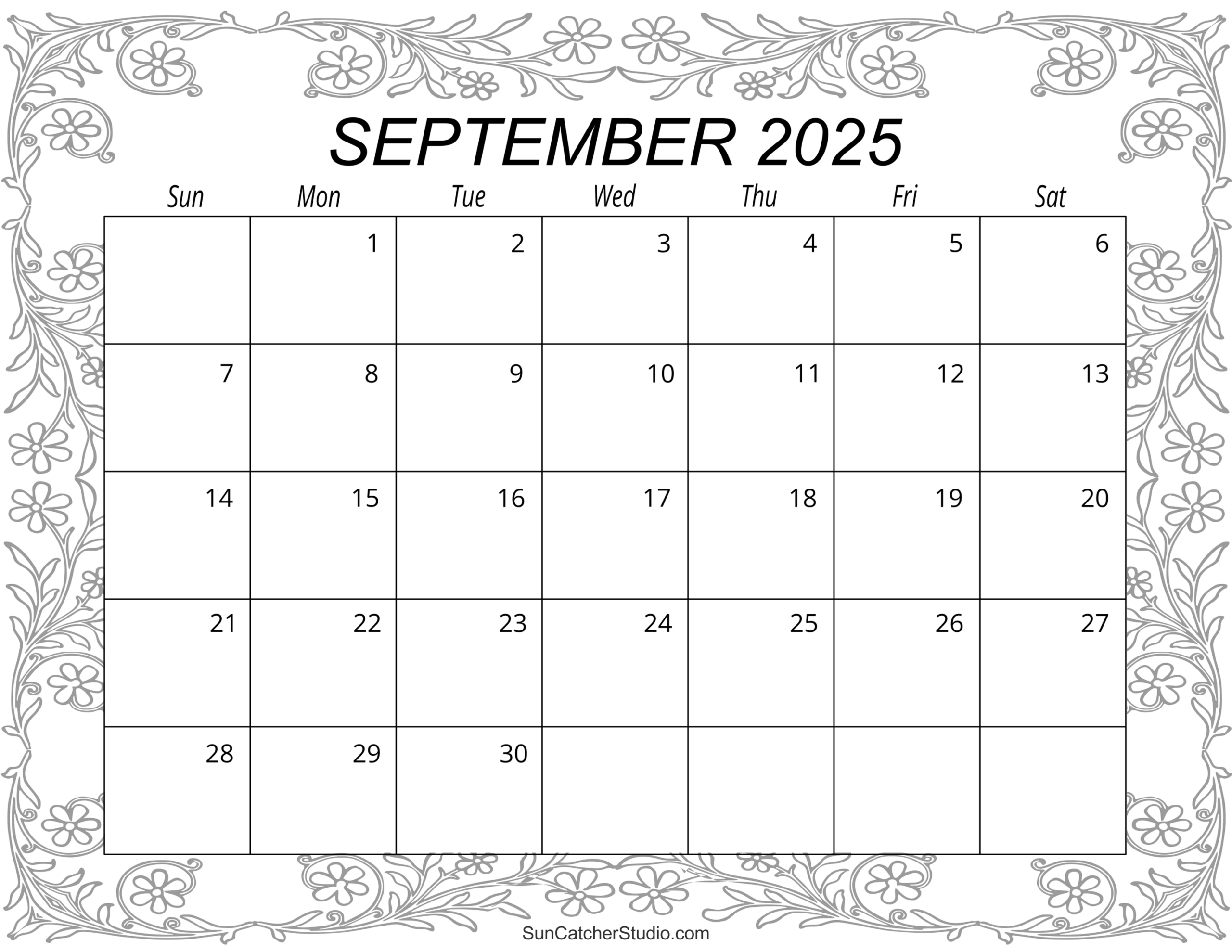 Blank September 2025 Calendar Printable Free Download