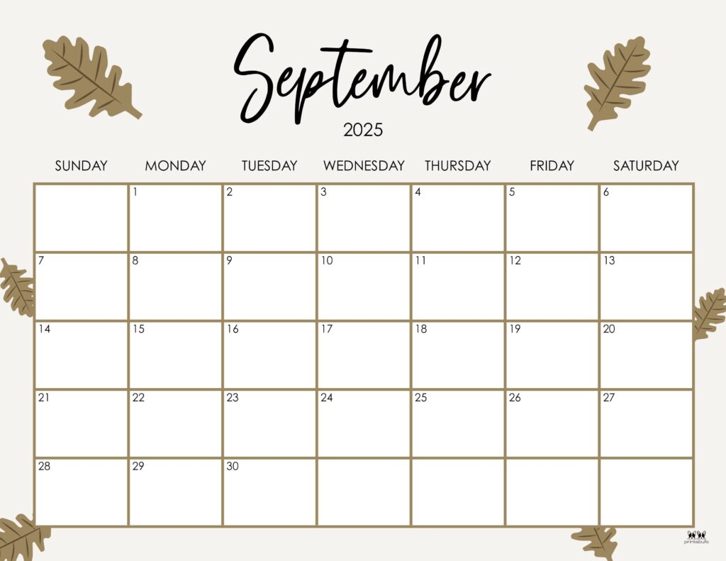 September 2025 Printable Blank Calendar
