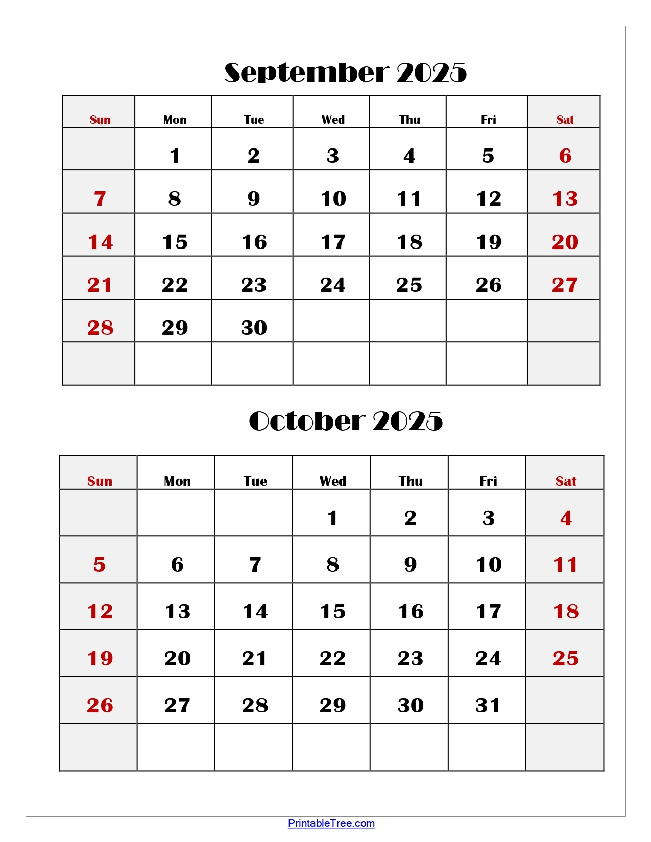 Blank September And October 2025 Calendar Printable