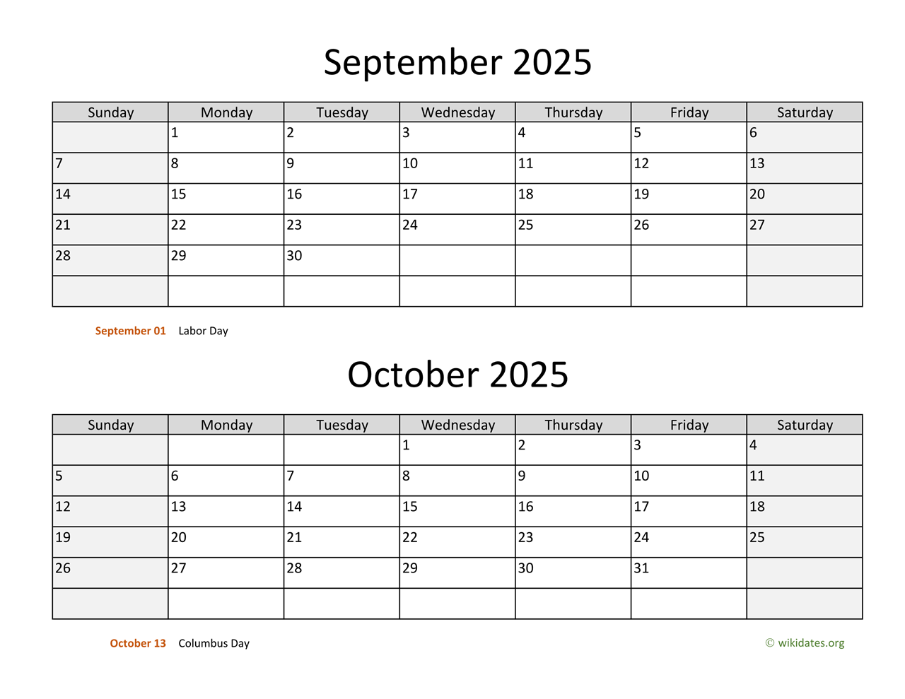 Blank September And October 2025 Calendar Printable Free