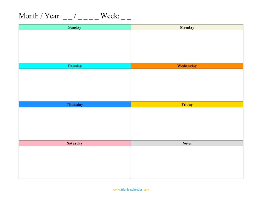 Weekly Schedule Planner Templates WORD EXCEL PDF