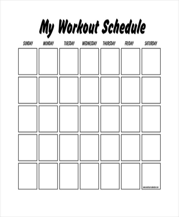 Weekly Workout Schedule Printable