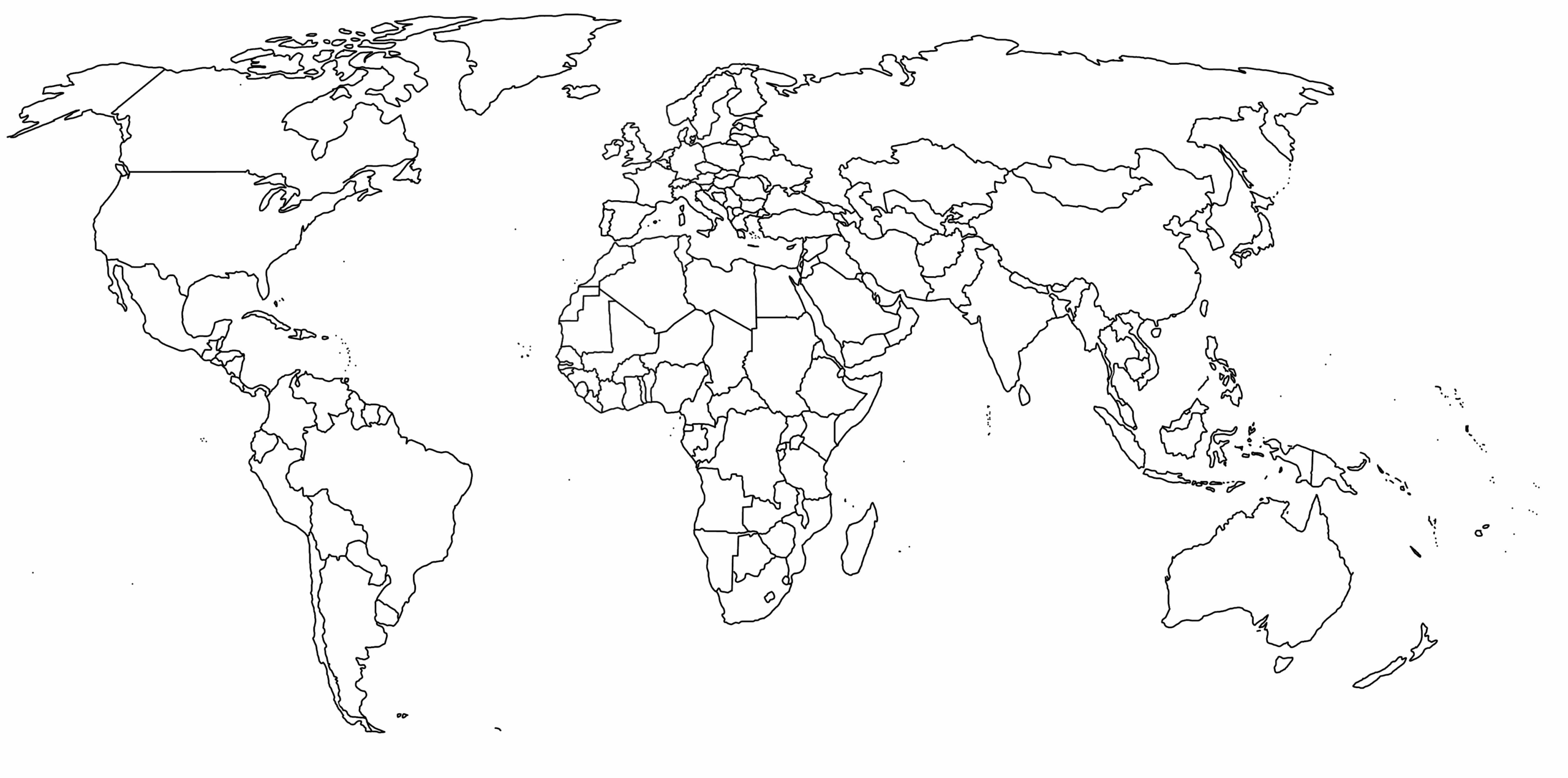 World Map Outline Printable A4 Pdf
